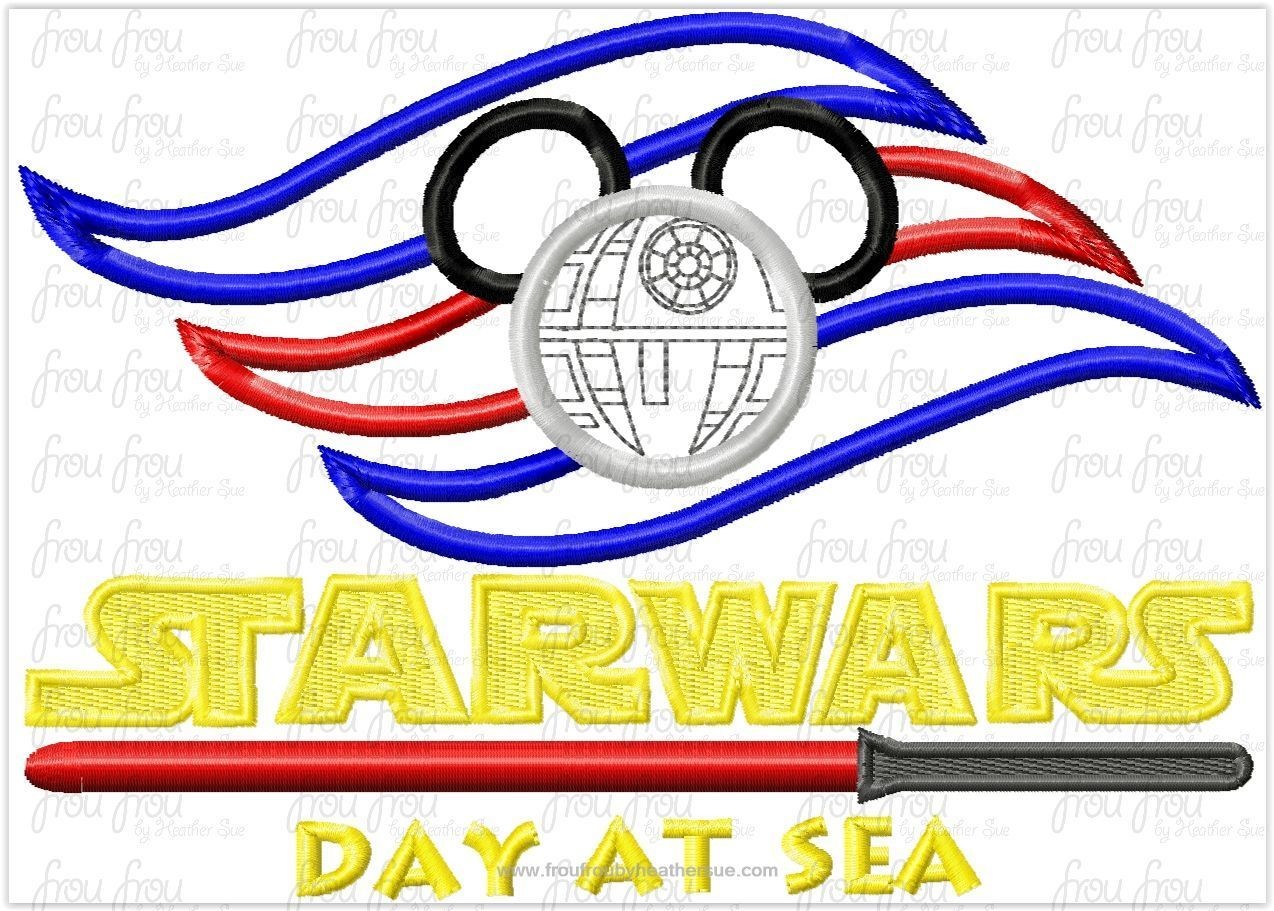 Death Star Space Wars Day At Sea Dis Cruise Line Machine Applique Embroidery Design, Multiple Sizes, including 3&quot;-16&quot;