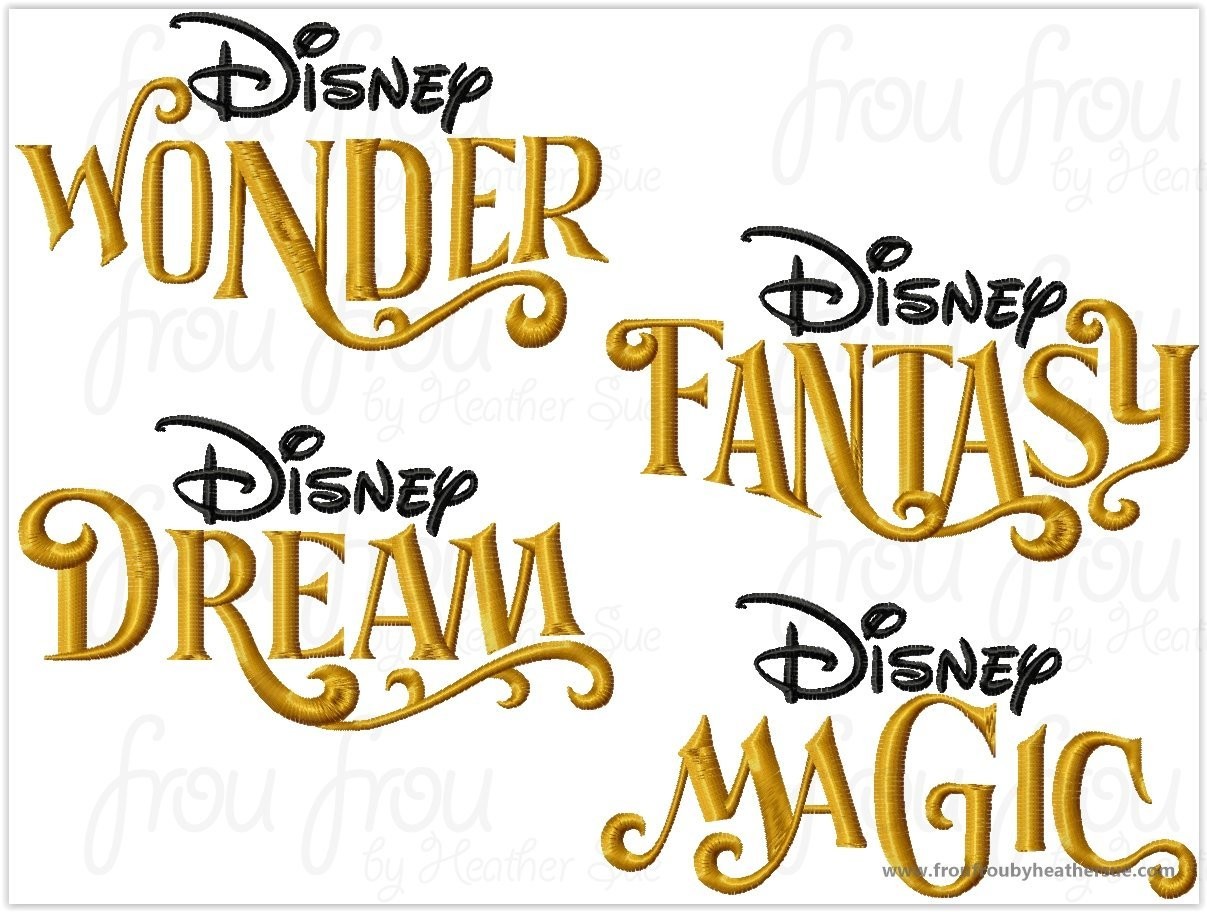 Dis Cruise Ship Fleet Wording FOUR Design SET Machine Embroidery Designs, Multiple sizes including 4 inch