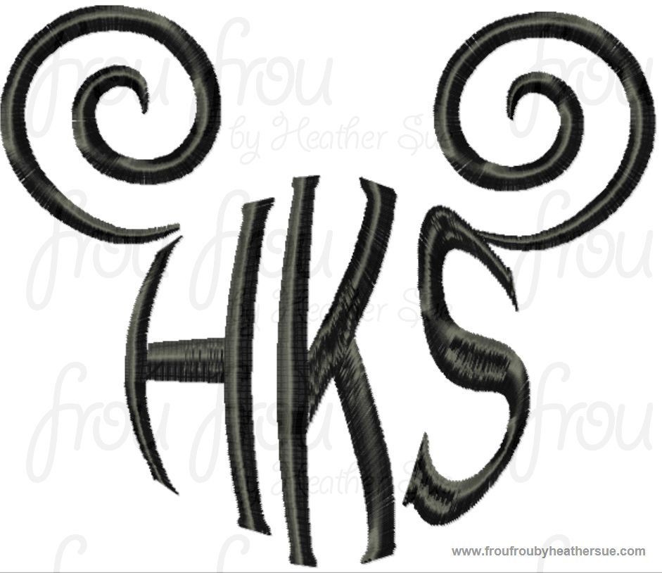 Mister Mouse BLANK No Monogram Spiral Machine Embroidery Design, multiple sizes including 4 inch