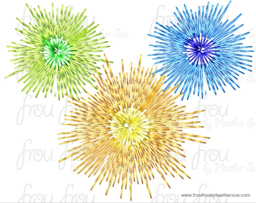 Mister Mouse  Fireworks Two- With TWO versions- Mouse head and single Machine Embroidery Designs, multiple sizes including 4 inch