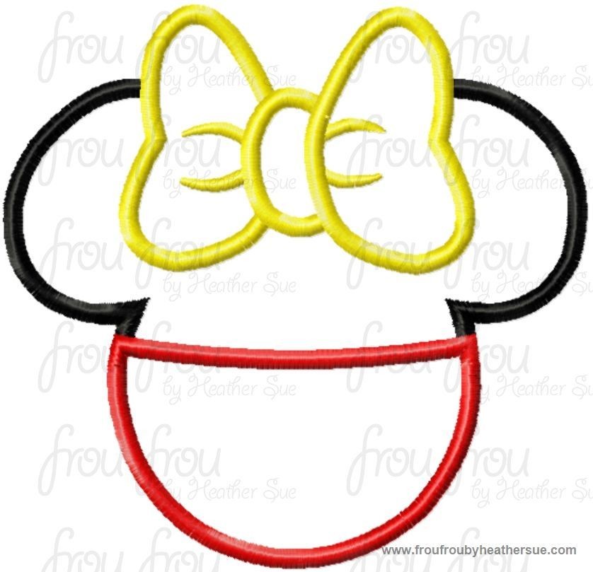Miss Mouse Head wearing pants Machine Applique Embroidery Design, Multiple Sizes- including 4 INCH