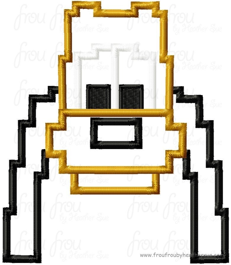 Mine Plulo Head Pixelated Pixels Machine Applique Embroidery Design, Multiple sizes including 4 inch
