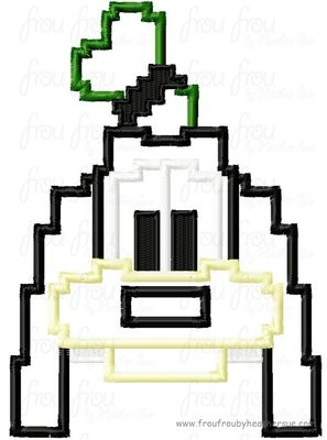 Mine Guufy Head Pixelated pixels Applique Embroidery Design, Multiple sizes including 4 inch