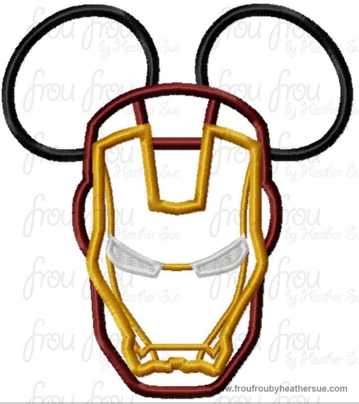 Ironing Man Super Hero Mister Mouse Head Machine Applique Embroidery Designs, multiple sizes including 4 inch