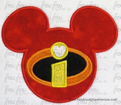 Incredible Super Hero Family Mister Mouse Head Machine Applique Embroidery Designs, multiple sizes including 4 inch