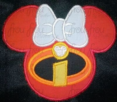 Incredible Super Hero Family Miss Mouse Head Machine Applique Embroidery Designs, multiple sizes including 4 inch