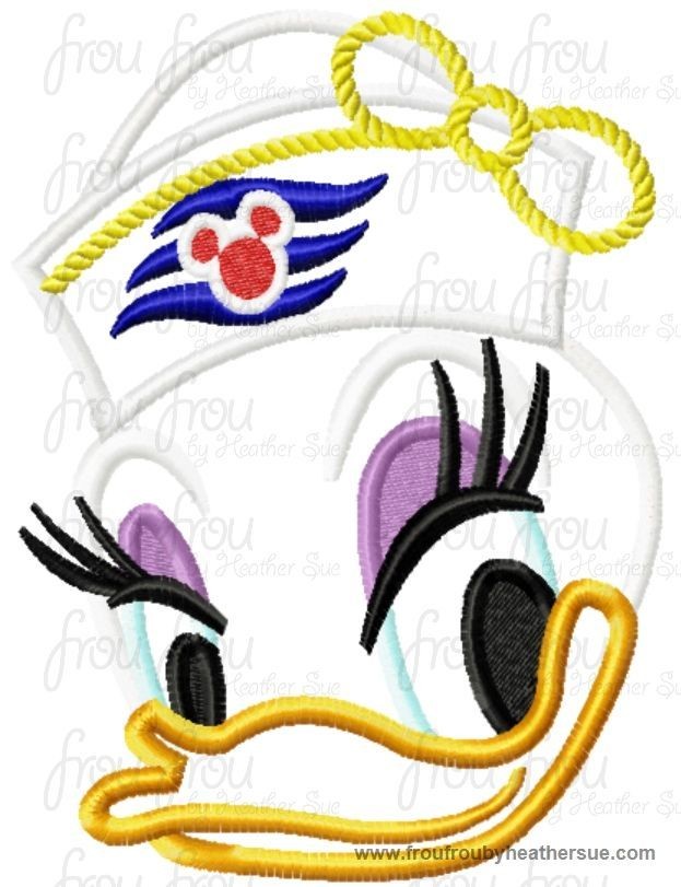 Dasey Duck Head Wearing Sailor Hat Cruise Ship TWO Design SET Machine  Applique Embroidery Design, Multiple Sizes, including  4 inch