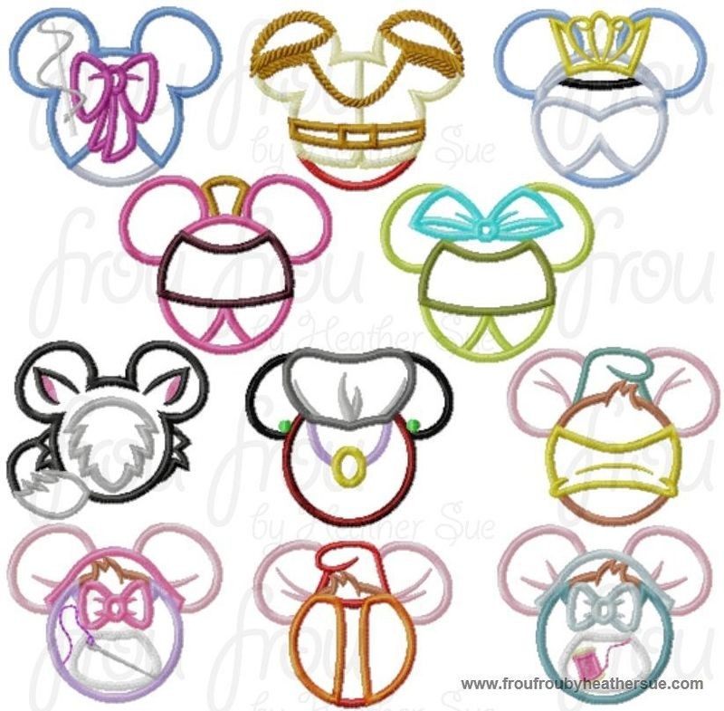 Cindy Mister and Miss Mouse Head ELEVEN Design SET Machine Applique Embroidery Design, Multiple Sizes NOW INCLUDING 4 INCH