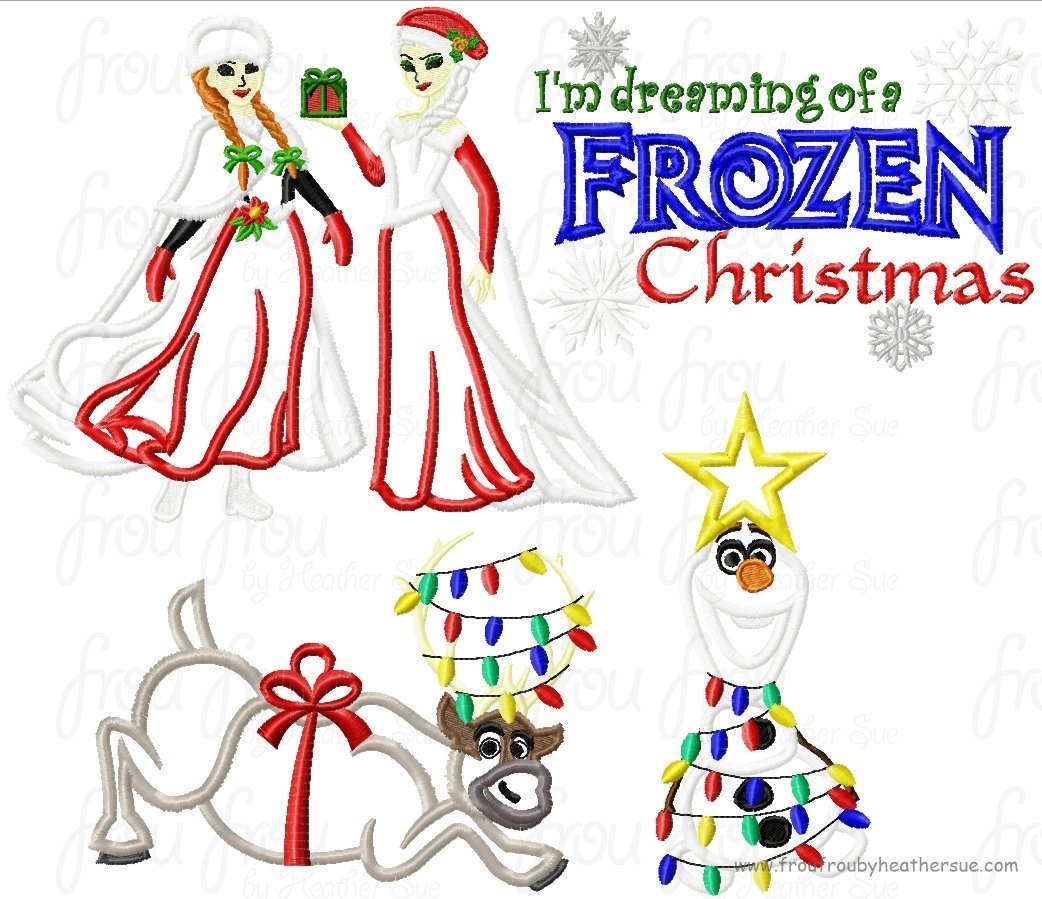 Freezing Christmas FIVE Design SET Machine Applique Embroidery Design, multiple sizes including 4 inch
