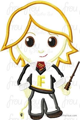 Freed Wesley Twin Wizard Little Cutie Machine Applique Embroidery Design, Multiple Sizes NOW INCLUDING 4 INCH