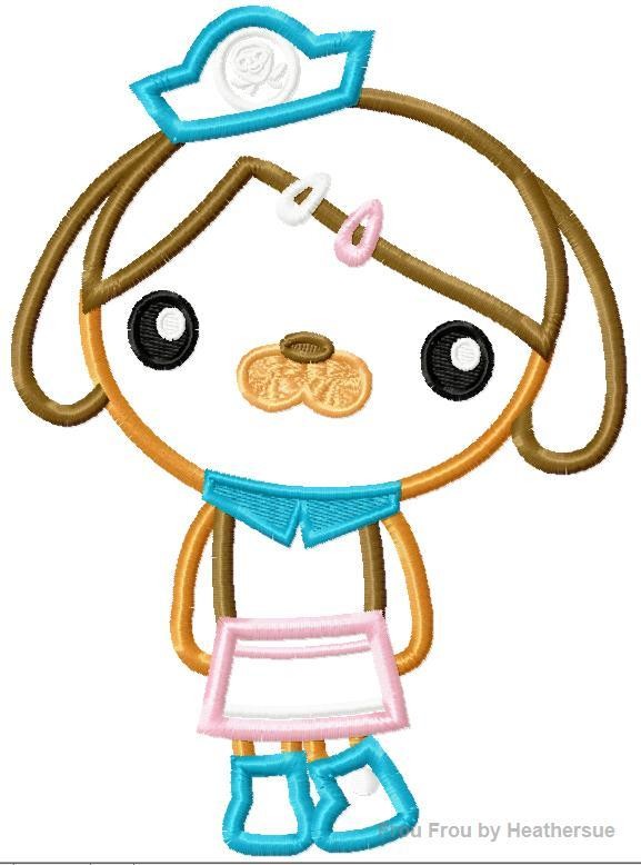 Doxy Dog Octo Machine Applique Embroidery Design, multiple sizes including 4 inch