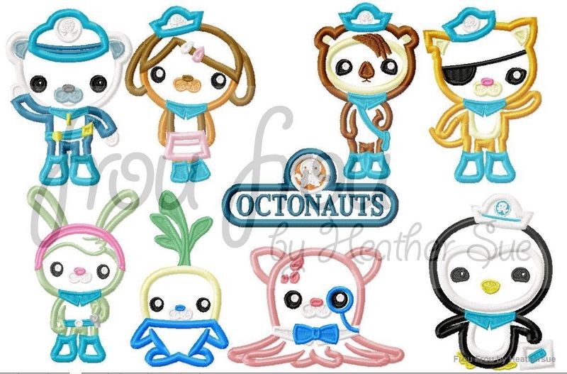 Octo NINE Design SET Machine Applique Embroidery Design, multiple sizes including 4 inch