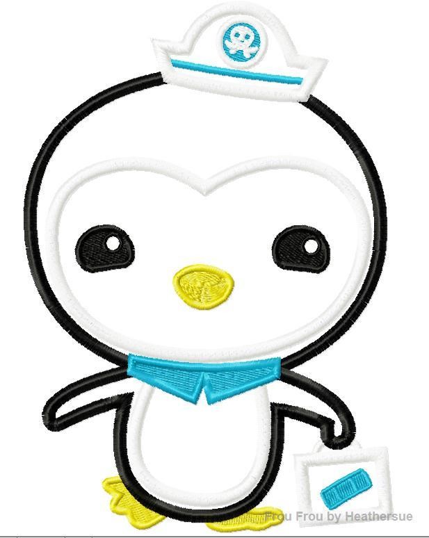 Penny Penguin Octo Machine Applique Embroidery Design, multiple sizes including 4 inch