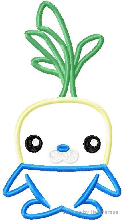 Turnip Octo Machine Applique Embroidery Design, multiple sizes including 4 inch