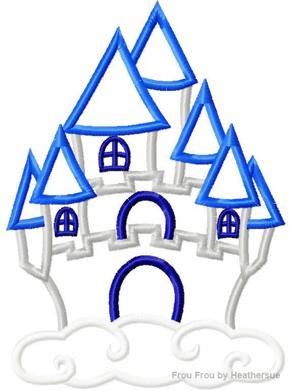 Whimsical Castle Machine Applique Design Multiple Sizes, including 4 inch