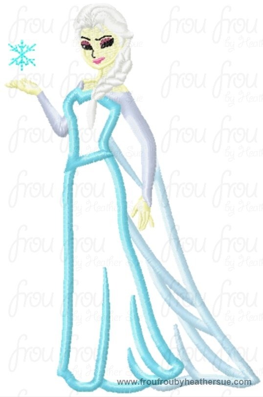 Ellie Freezing Full Body Machine Applique Embroidery Design, multiple sizes including 4 inch