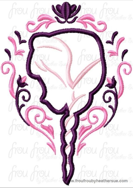 Annie  Silhouette decorated and plain Freezing  TWO Design SET Machine Applique Embroidery Design, multiple sizes including 4 inch