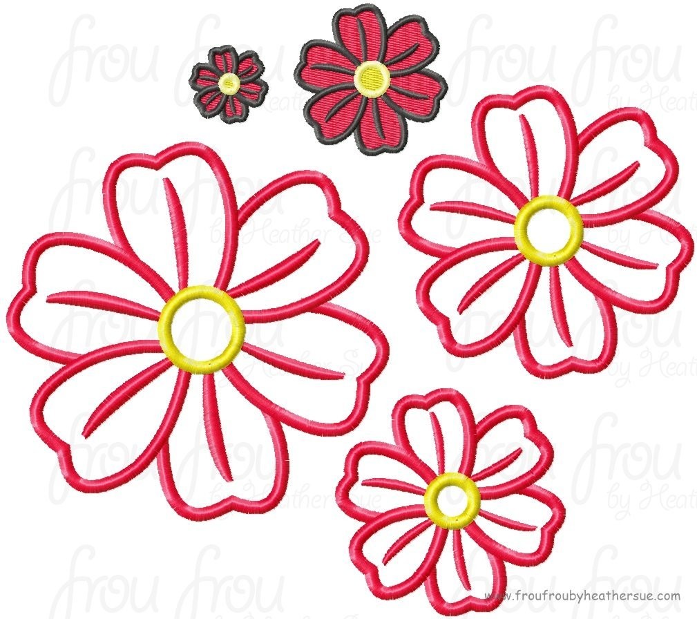 Ellie Freezing Fever Flower Embroidery Machine Applique and Embroidery Design, multiple sizes including 1, 2, 3, 4, 5, and 6 inch