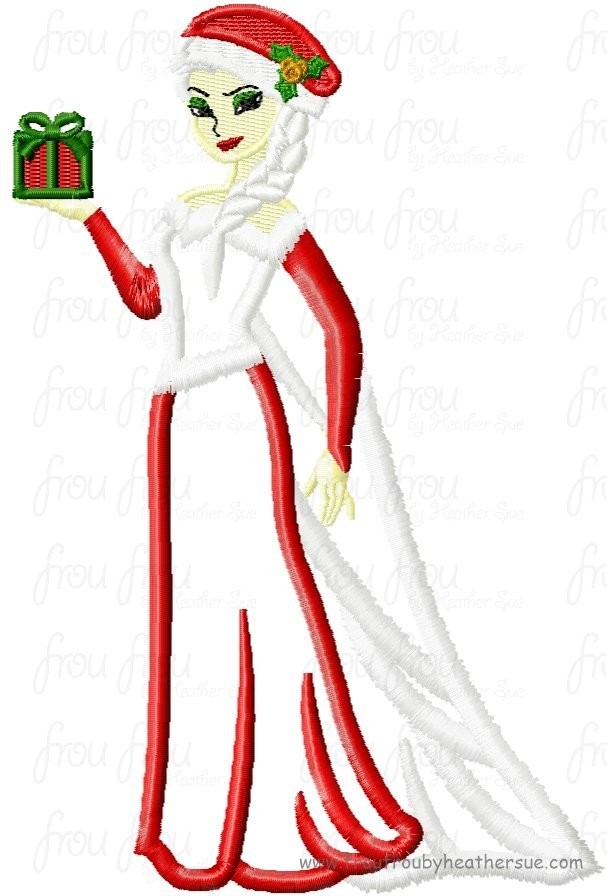 Ellie Full Body Freezing Christmas Machine Applique Embroidery Design, multiple sizes including 4 inch