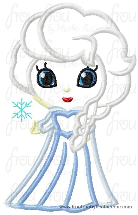 Elsie Freezing Cutie Little Princess Machine Applique Embroidery Design, Multiple Sizes, NOW INCLUDING 4 INCH
