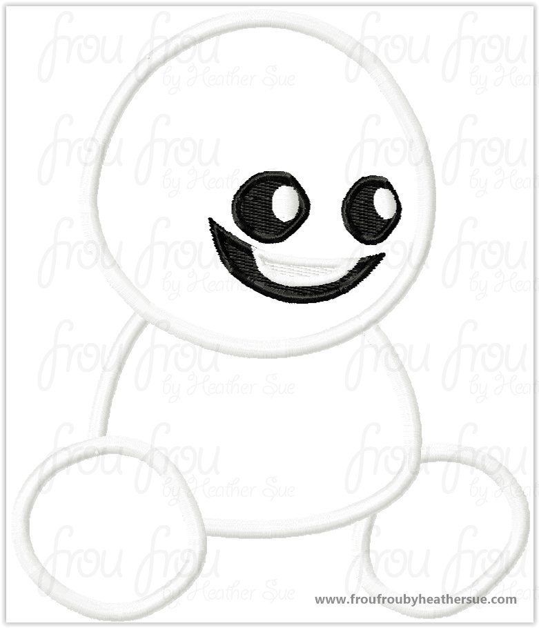 Freezing Fever Sneeze Snowman Sitting Looking Down Embroidery Machine Applique and Embroidery Design, multiple sizes including small filled designs