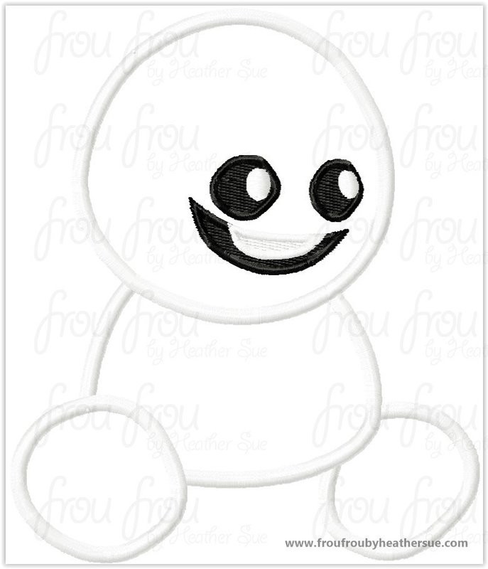 Freezing Fever Sneeze Snowman Sitting Looking Down Embroidery Machine Applique and Embroidery Design, multiple sizes including  small filled designs