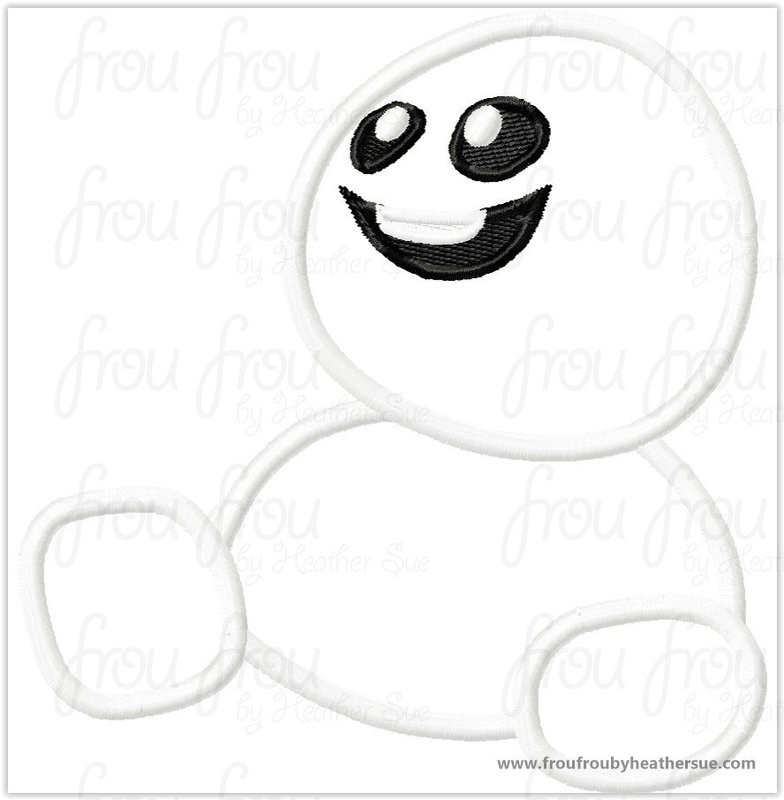 Freezing Fever Sneeze Snowman Sitting Looking Up Embroidery Machine Applique and Embroidery Design, multiple sizes including  small filled designs