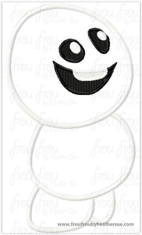 Freezing Fever Sneeze Snowman Standing Embroidery Machine Applique and Embroidery Design, multiple sizes including  small filled designs