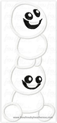 Freezing Fever Sneeze Snowmen Stacked Embroidery Machine Applique and Embroidery Design, multiple sizes including small filled designs