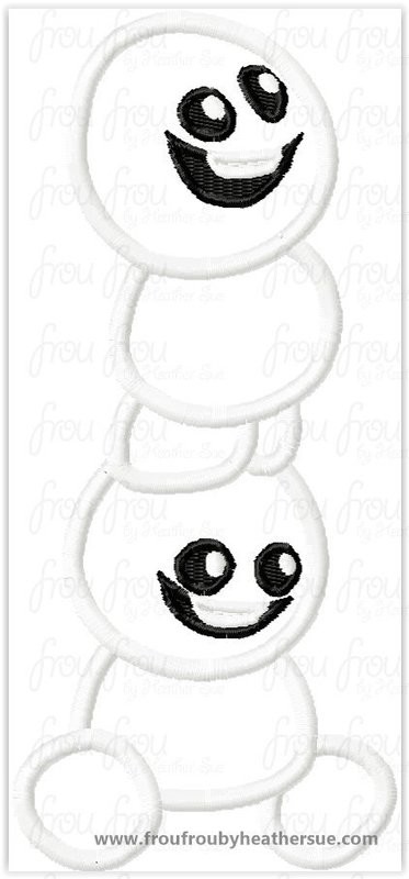 Freezing Fever Sneeze Snowmen Stacked Embroidery Machine Applique and Embroidery Design, multiple sizes including  small filled designs
