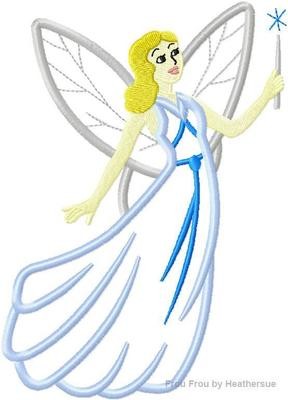 Blue Fairy Machine Applique Embroidery Design, Multiple sizes including 4 inch