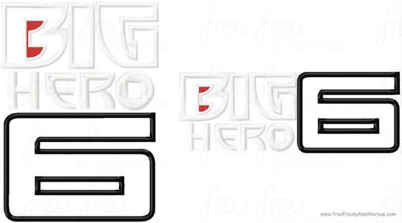 Big He Row Number Movie Baypuff Robot Logo TWO Design SET Machine Applique Embroidery Design, Multiple Sizes NOW INCLUDING 4 INCH