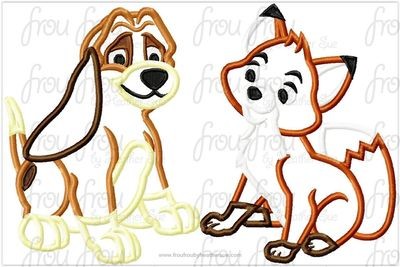 Toad Fox and Cop Dog TWO Design SET Machine Applique Embroidery Designs, Multiple Sizes, including 4"-16"
