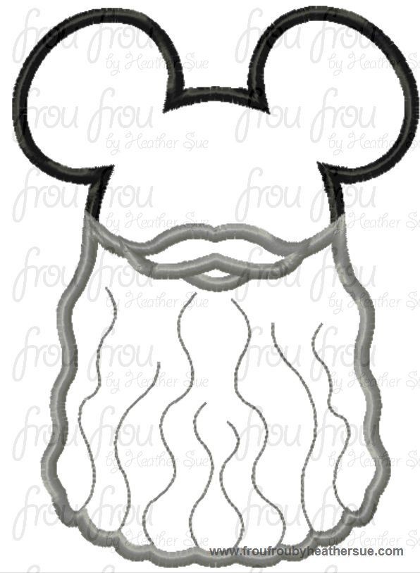 Bearded Mister Mouse Head Machine Applique Embroidery Designs, multiple sizes including 4 inch