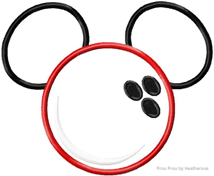 Bowling Ball Mister Mouse Head Machine Applique Embroidery Designs, multiple sizes including 4 inch