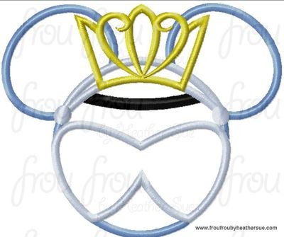 Cindy Princess Miss Mouse Head Machine Applique Embroidery Design, Multiple Sizes NOW INCLUDING 4 INCH