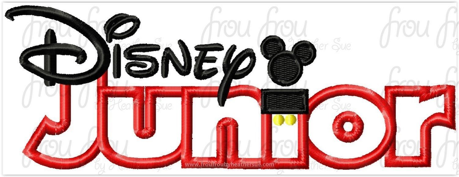 Dis Junior Logo Machine Applique Embroidery Design- Multiple sizes, including 4 inch