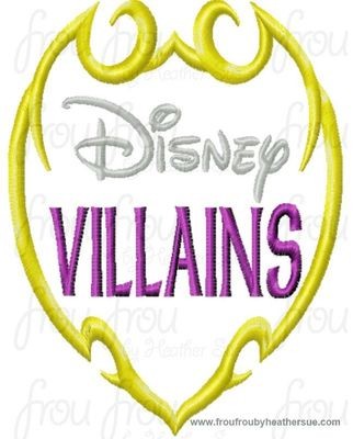 Dis Villains Logo Machine Applique Embroidery Design, Multiple sizes including 4 inch