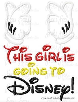 This girl is going to Dis with Mister Mouse Hands Machine Applique Embroidery Design, multiple sizes, including 4 INCH HOOP