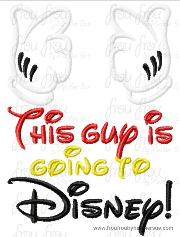 This guy is going to Dis with Mister Mouse Hands Machine Applique Embroidery Design, multiple sizes, including 4 INCH HOOP