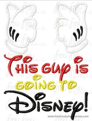 This guy is going to Dis with Mister Mouse Hands Machine Applique Embroidery Design, multiple sizes, including 4 INCH HOOP