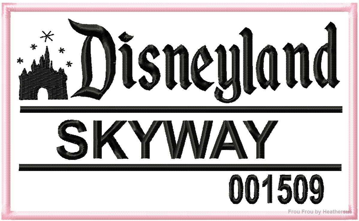 Sky Ride Vintage Dis Land Ticket Card Machine Applique Embroidery Design, Multiple Sizes including 4 inch