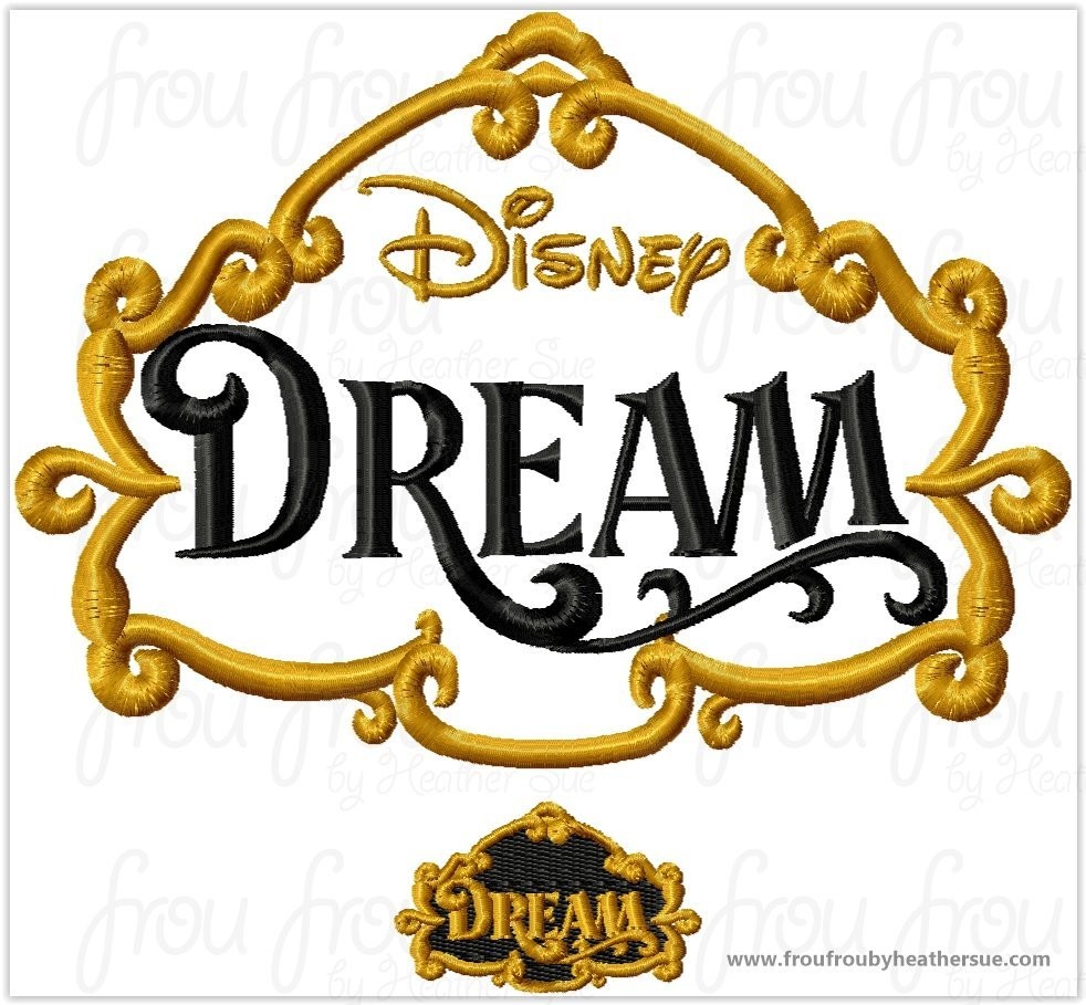 Dis Dreem Cruise Ship Wording with scrollwork Applique Machine Embroidery Designs, Multiple sizes including 4 inch