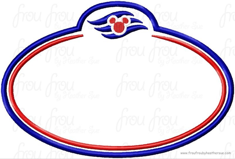 Dis Cruise Line Symbol BLANK Name Tag Machine Applique Embroidery Design, Multiple Sizes, including 3", 4x4, 5x7, and 6x10 inch