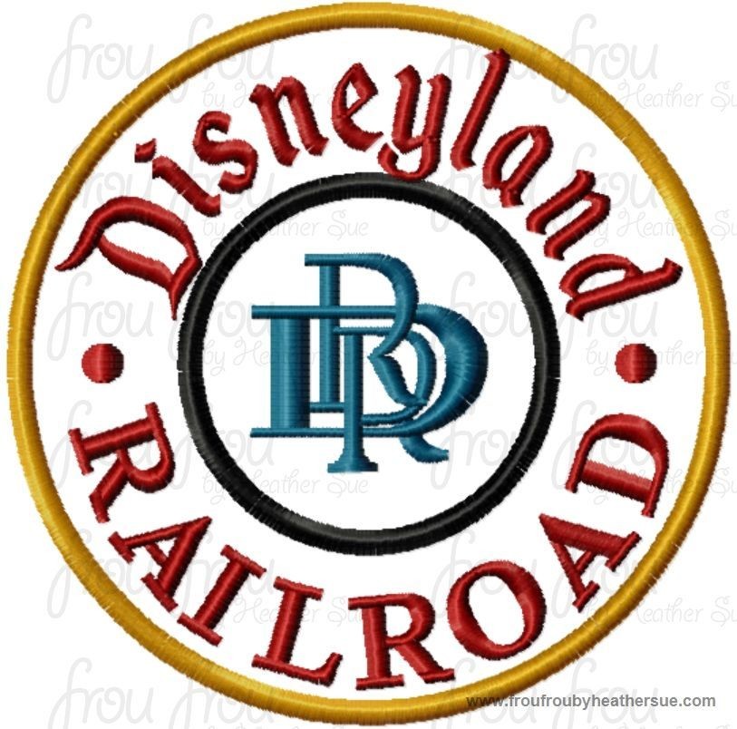 Dis Land Steam Train Railroad Sign Machine Applique and Filled Embroidery Design, Multiple Sizes 2&quot;-6x10&quot;