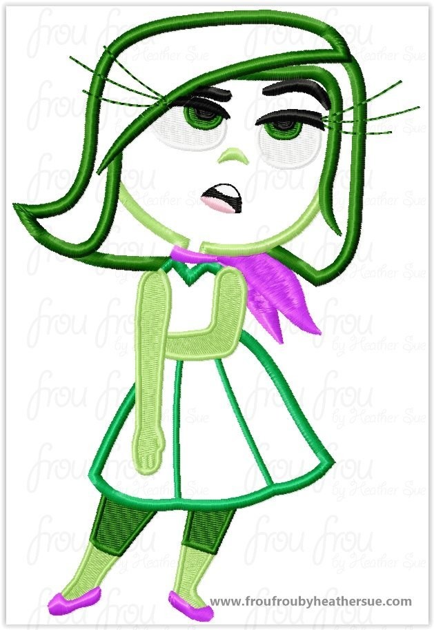 Disgusted Emotion In Out Machine Applique Embroidery Design, Multiple Sizes Including 3- 16&quot;