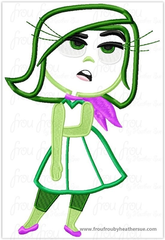 Disgusted Emotion In Out Machine Applique Embroidery Design, Multiple Sizes Including 3- 16"