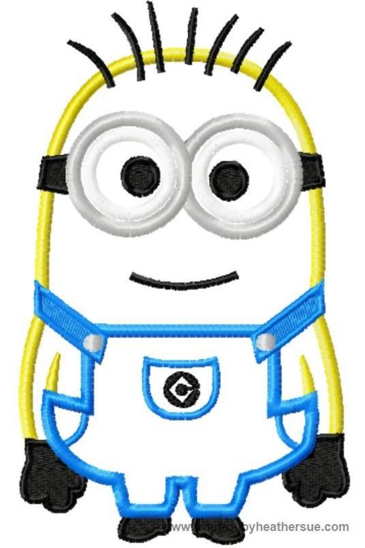 Monion Two Eyes Machine Applique Embroidery Design, multiple sizes including 4 inch