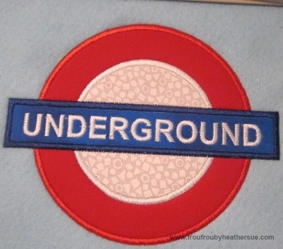 London Under Tube Sign Machine Applique Embroidery Designs, Multiple sizes including 4 inch