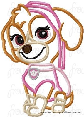 Skyla Paw Puppy Dog Machine Applique Embroidery Design, multiple sizes, including 4 inch